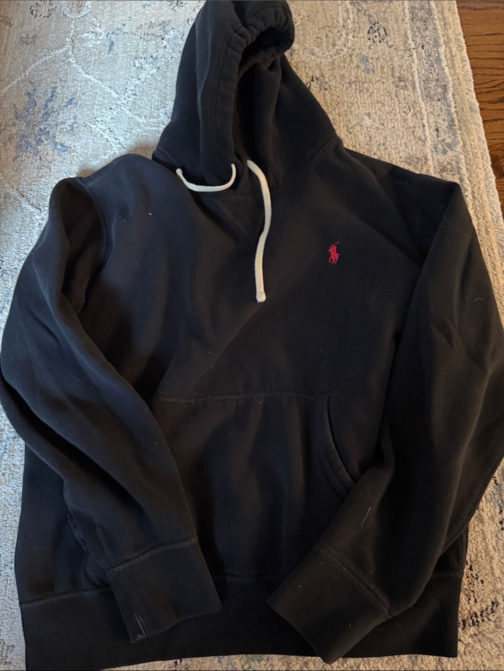 Polo by Ralph Lauren Black Pullover Hoodie with Pink Pony